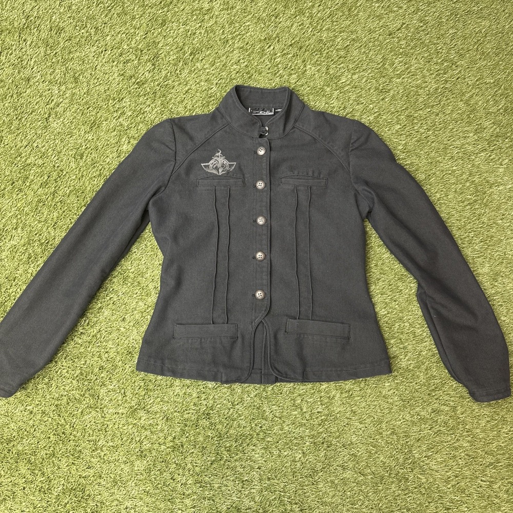 90's Y2K Oakley Women's Med Military Style Black Jacket/ Blazer cyber punk